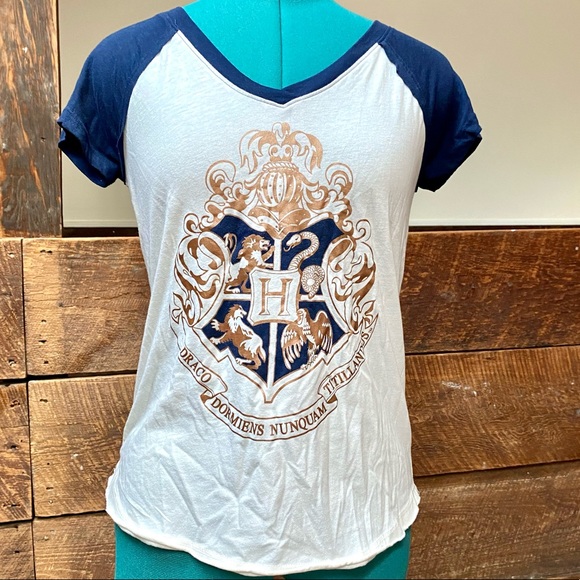 Harry Potter Hogwarts Crest & Motto Raglan T-Shirt - Picture 3 of 10